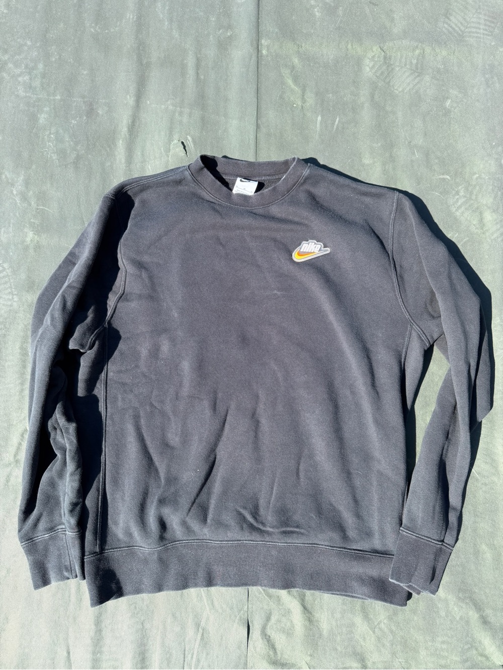 Nike Black Crewneck Sweatshirt with Small Swoosh Patch